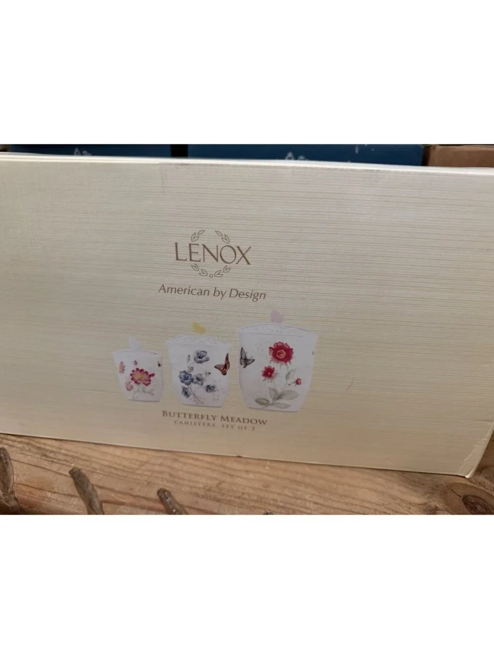 Lenox Butterfly Meadow Porcelain Canister, Set of 3 New In Box